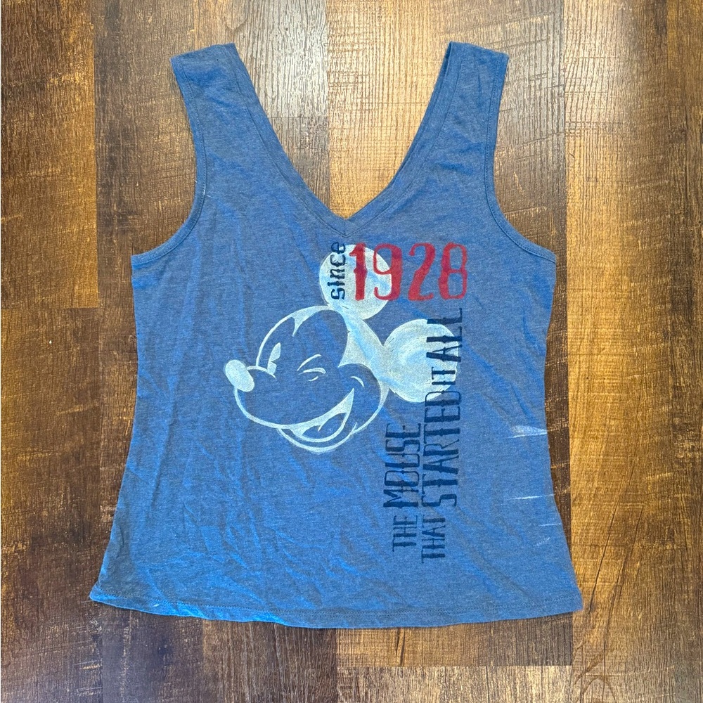 Slate blue Disney Mickey Mouse logo tank top